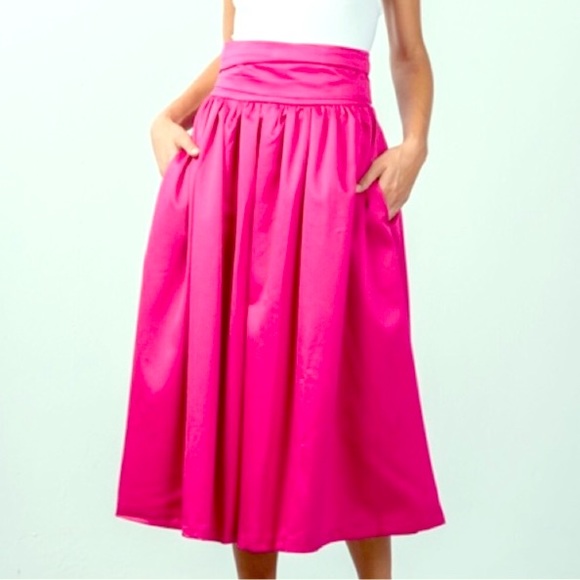HauteCakes Boutique Dresses & Skirts - Pink silky midi skirt with pockets!